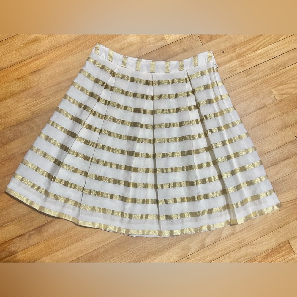 Lilly Pulitzer Kylie skirt gold and white pleated